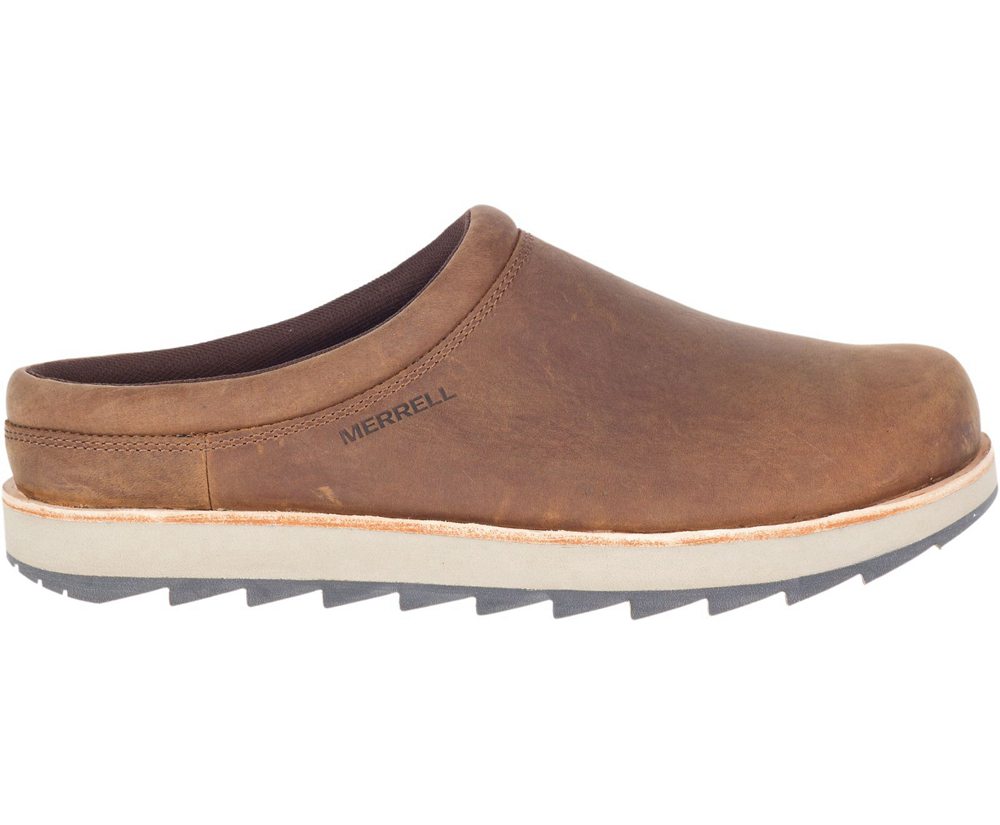 Merrell Slip Ons Brown - Juno Clog Leather - Mens 37HJKIWGT